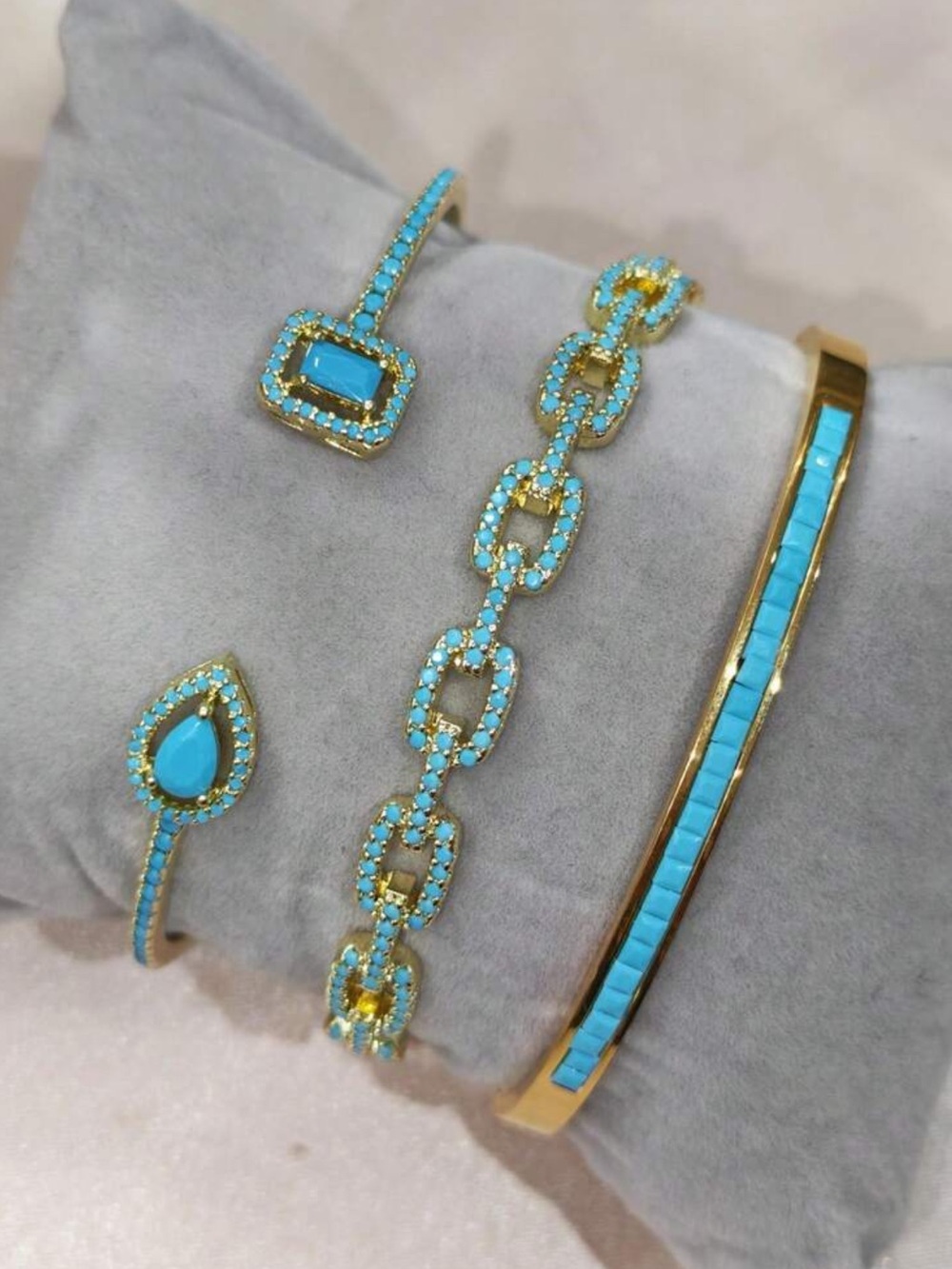 Gold-Tone Turquoise Bracelet Set - Women’s Jewelry
